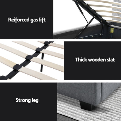 Artiss Bed Frame Double Size Gas Lift Grey VILA.