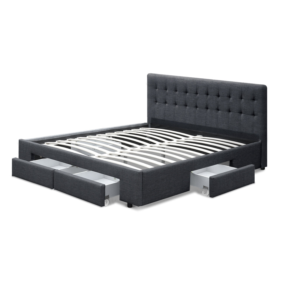 Artiss Bed Frame Queen Size with 4 Drawers Charcoal AVIO.