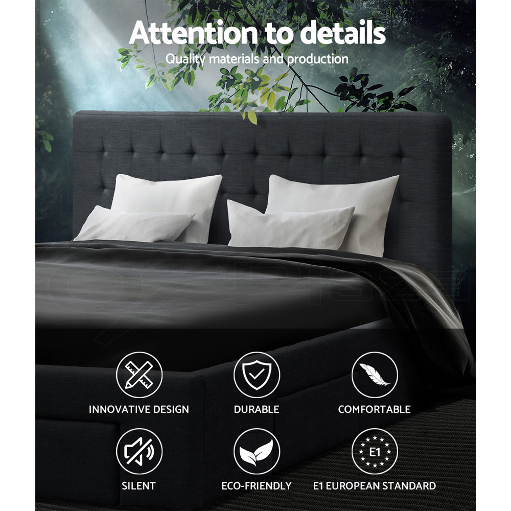 Artiss Bed Frame Queen Size with 4 Drawers Charcoal AVIO.
