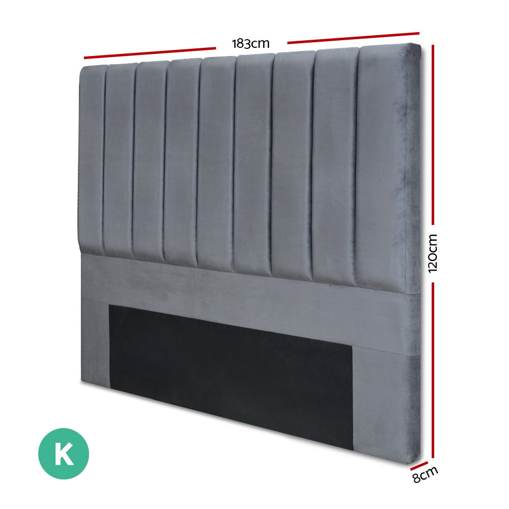 Artiss Bed Head Headboard King Velvet - VELA Grey.