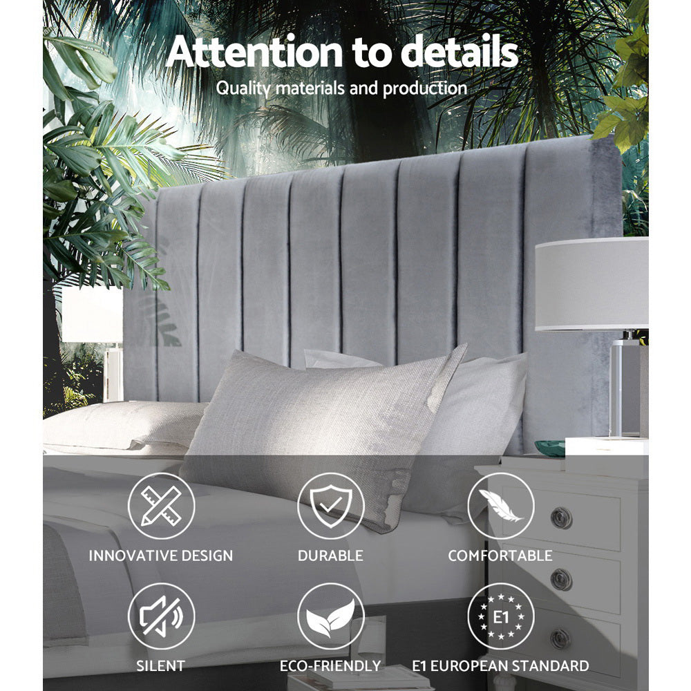Artiss Bed Head Headboard King Velvet - VELA Grey.