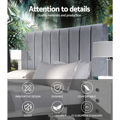 Artiss Bed Head Headboard King Velvet - VELA Grey.