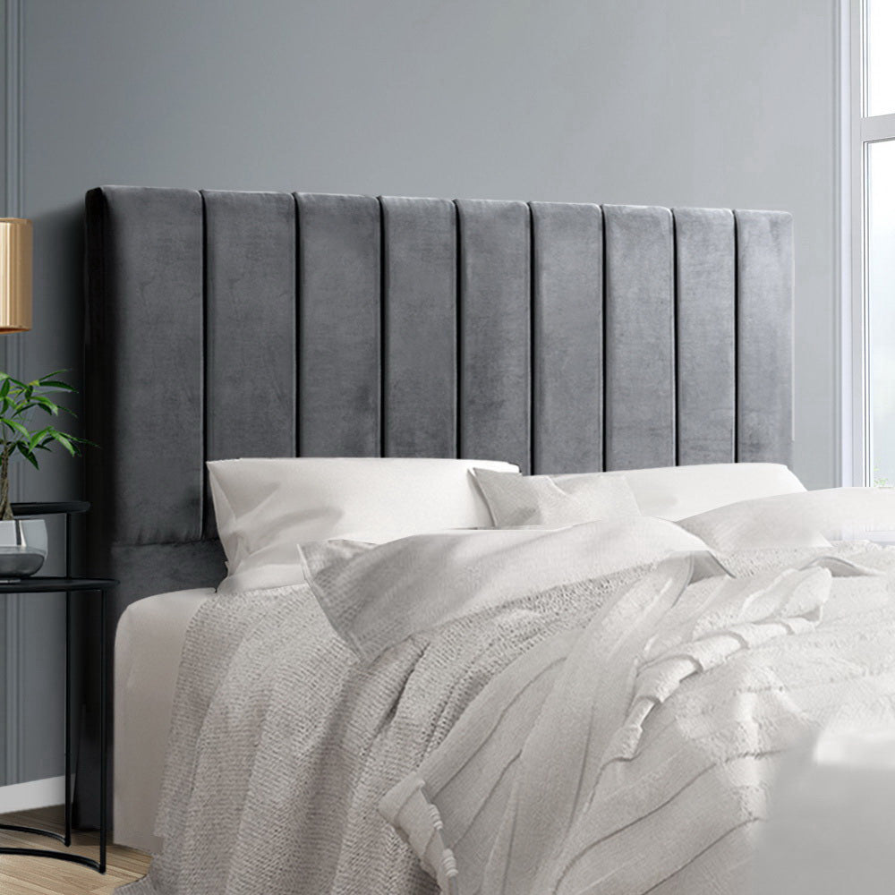Artiss Bed Head Headboard Queen Velvet - VELA Grey.