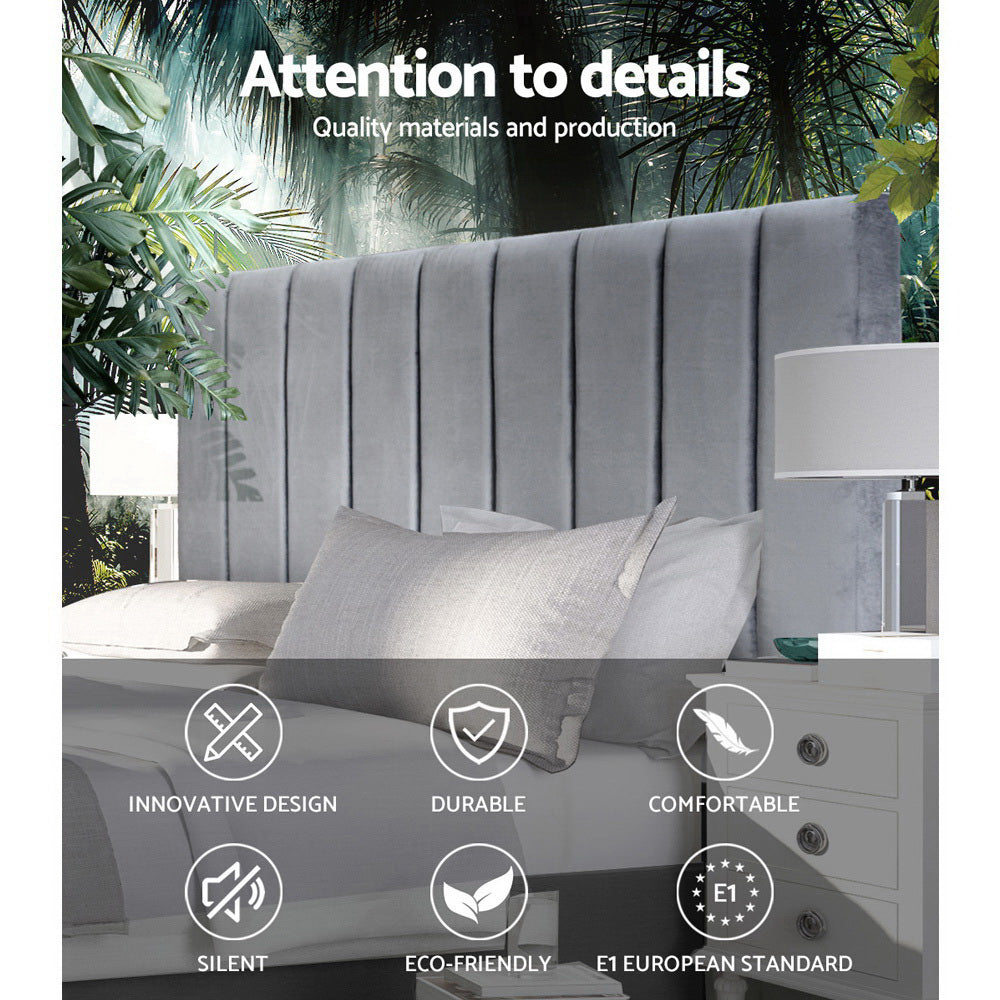 Artiss Bed Head Headboard Queen Velvet - VELA Grey.