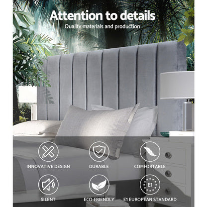 Artiss Bed Head Headboard Queen Velvet - VELA Grey.