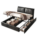 Artiss Queen Bed Frame Gas Lift Storage 3 Drawers Adjustable Headboard Platform Bed Black