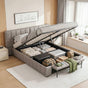 Artiss Queen Size Upholstered Gas Lift Bed Frame with Foldable Bench PVC Leather Platform Bed with Storage