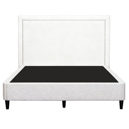 Artiss Queen Bed Frame with Headboard Platform Bed Base Grey Beige Fabric Metal