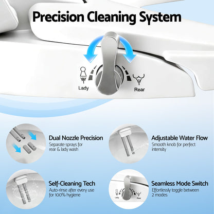 Cefito Non Electric Bidet Toilet Seat O-Shape Dual Nozzle Soft Close WaterMark DIY