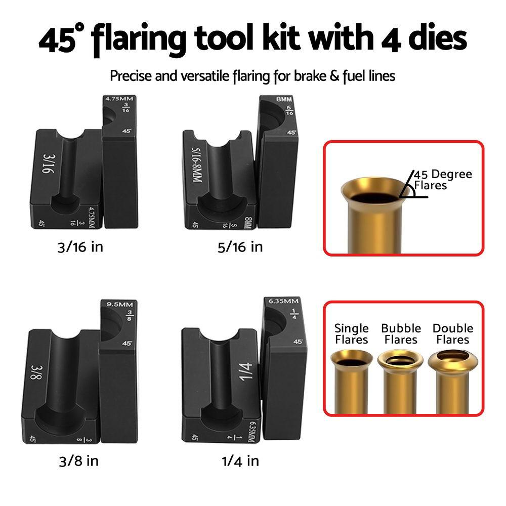 Giantz 45Â° Brake Line Flaring Tool Kit for 3/16"-3/8" Tubing with Cutter.