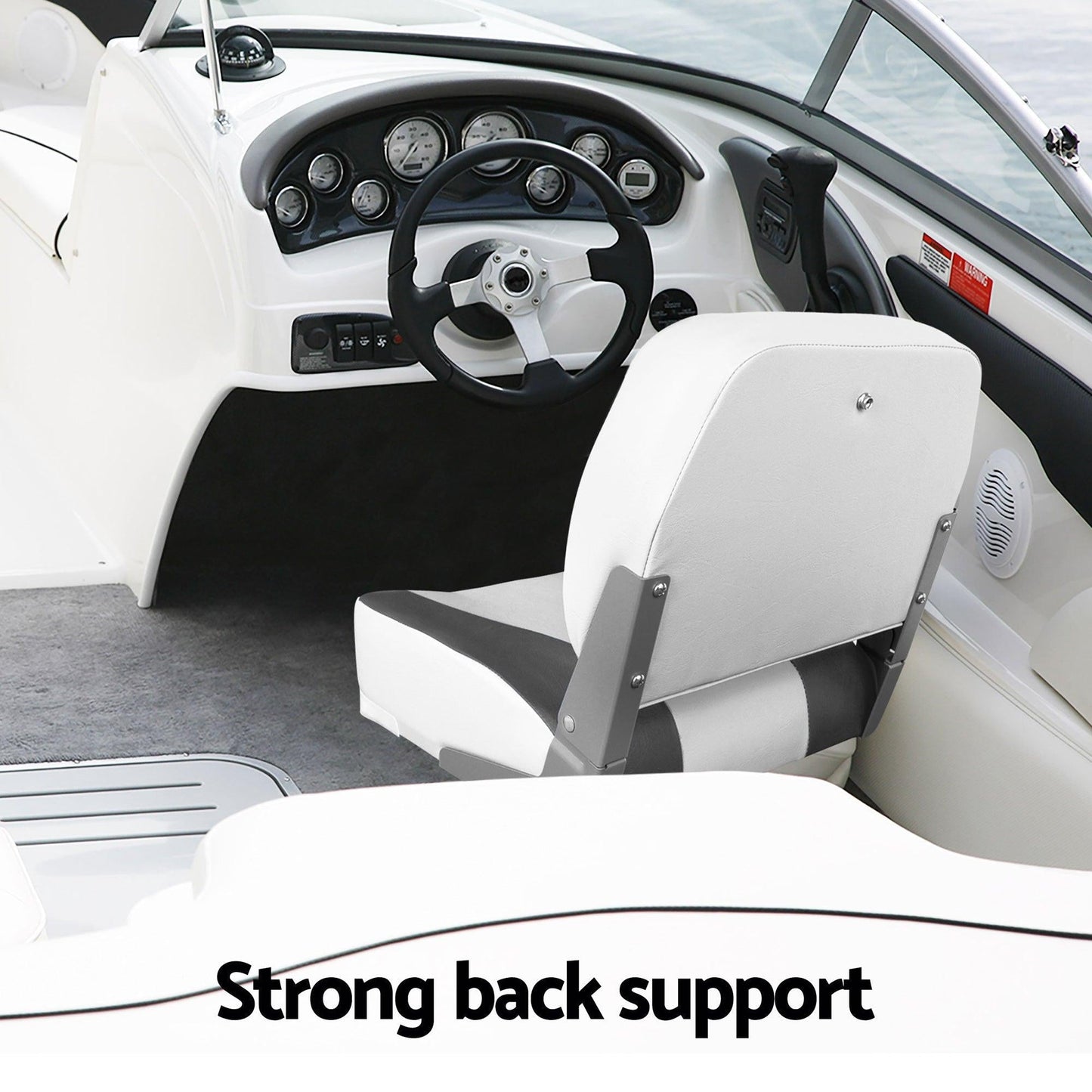 Seamanship 2X Folding Boat Seats with 2X Adjustable Pedestals 55â75cm Marine Swivel Low Back 13cm Padding Charcoal.