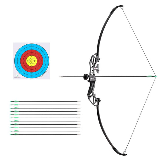 Everfit 55lbs Bow Arrow Set Recurve Takedown Archery Hunting for Beginner Green.