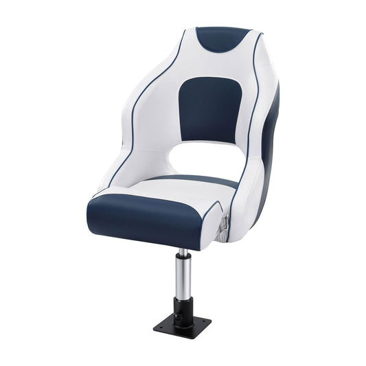 Seamanship Captain Bucket Boat Seats Flip Up Bolster Swivel 15cm Padding with Adjustable Pedestals 34â46cm Blue.