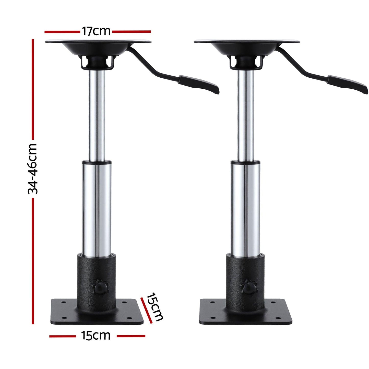 Seamanship Boat Seat Pedestal 34â46cm Adjustable Gas Lift 360 Degrees Swivel 2 Pack.