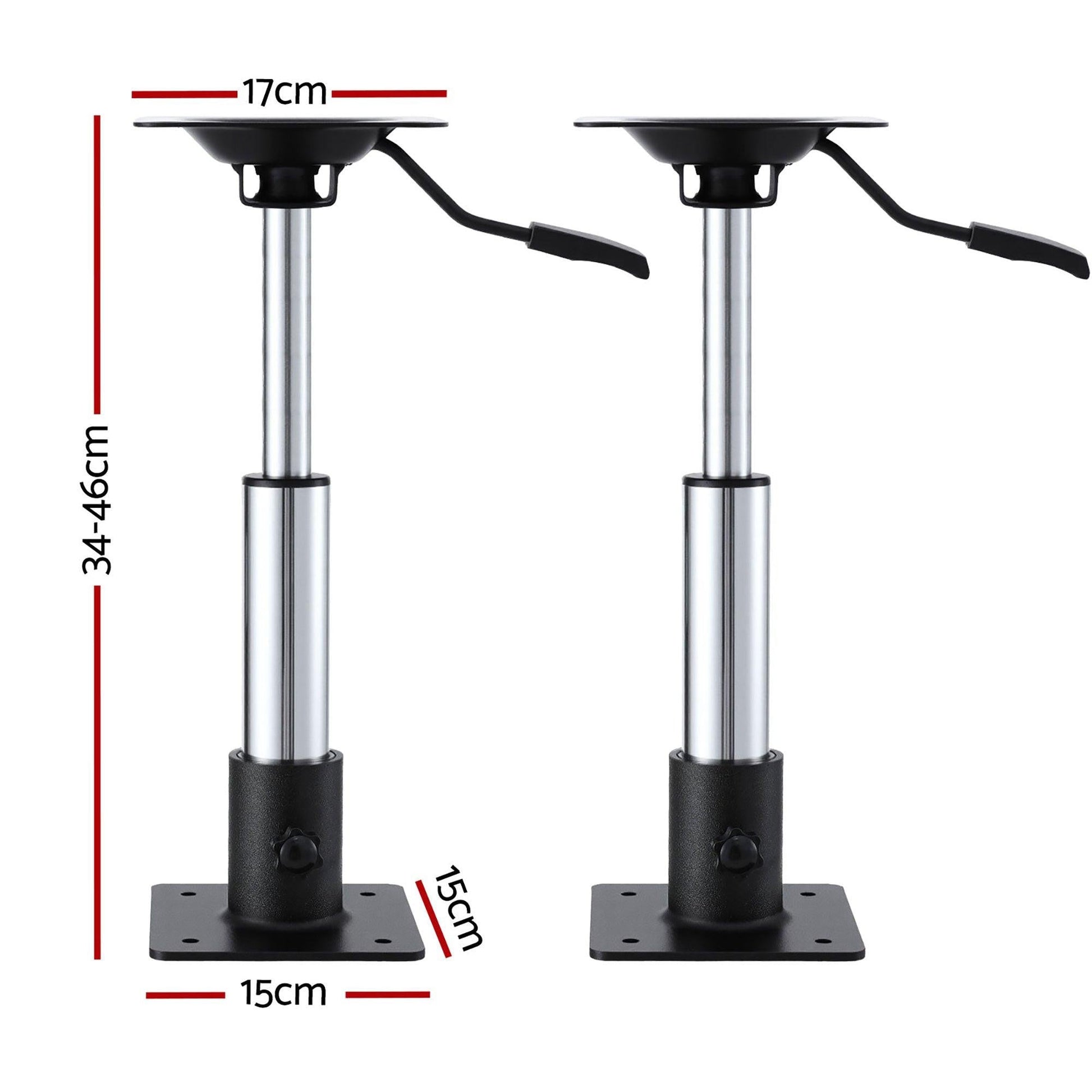 Seamanship Boat Seat Pedestal 34â46cm Adjustable Gas Lift 360 Degrees Swivel 2 Pack.