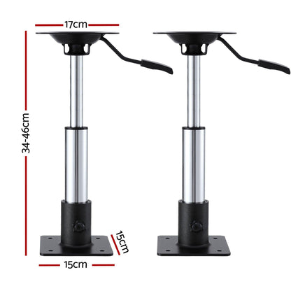 Seamanship Boat Seat Pedestal 34â46cm Adjustable Gas Lift 360 Degrees Swivel 2 Pack.