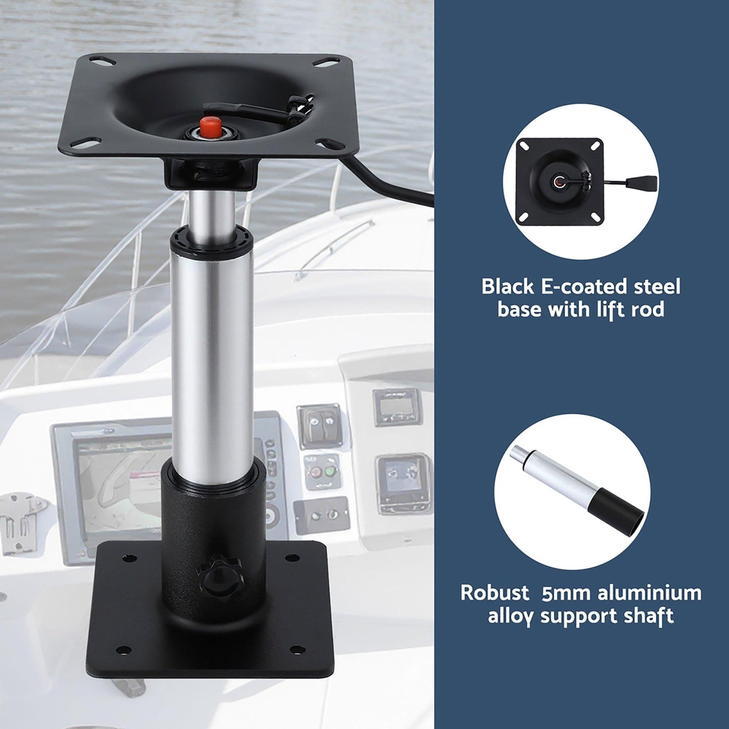 Seamanship Boat Seat Pedestal 34â46cm Adjustable Gas Lift 360 Degrees Swivel 2 Pack.