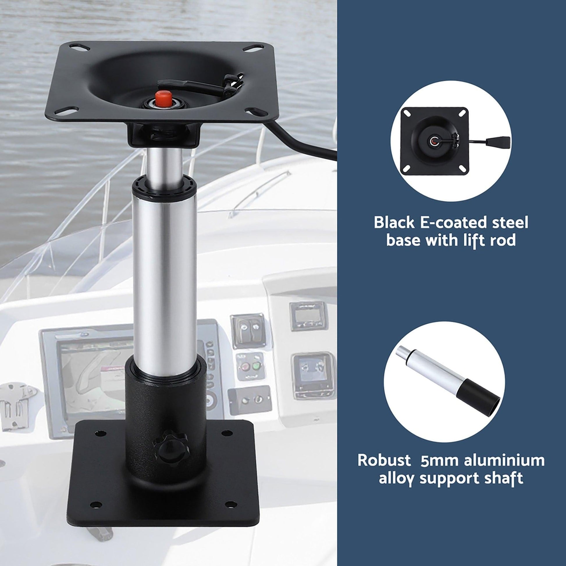 Seamanship Boat Seat Pedestal 34â46cm Adjustable Gas Lift 360 Degrees Swivel 2 Pack.