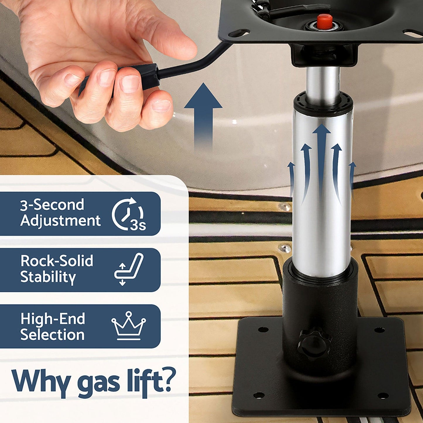 Seamanship Boat Seat Pedestal 34â46cm Adjustable Gas Lift 360 Degrees Swivel 2 Pack.