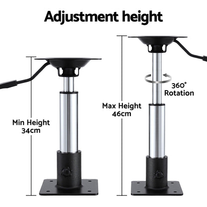 Seamanship Boat Seat Pedestal 34â46cm Adjustable Gas Lift 360 Degrees Swivel 2 Pack.