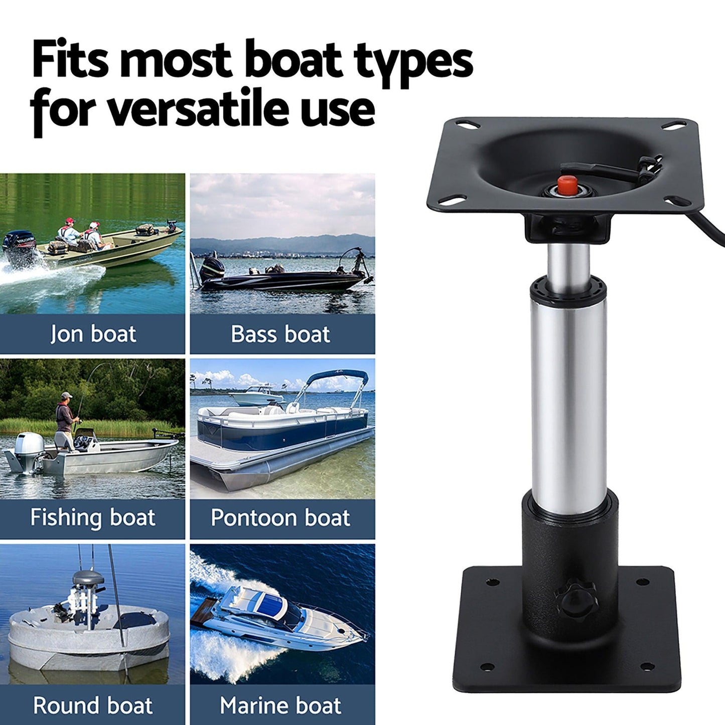 Seamanship Boat Seat Pedestal 34â46cm Adjustable Gas Lift 360 Degrees Swivel 2 Pack.