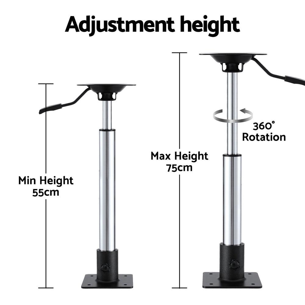 Seamanship Boat Seat Pedestal 55 - 75cm Adjustable Gas Lift 360 Degrees Swivel.