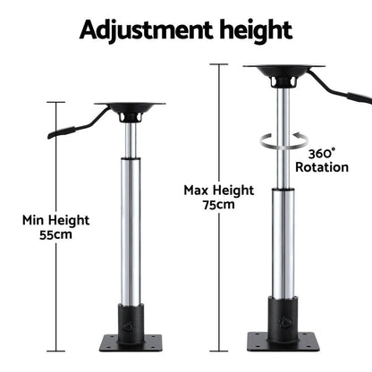 Seamanship Boat Seat Pedestal 55 - 75cm Adjustable Gas Lift 360 Degrees Swivel.