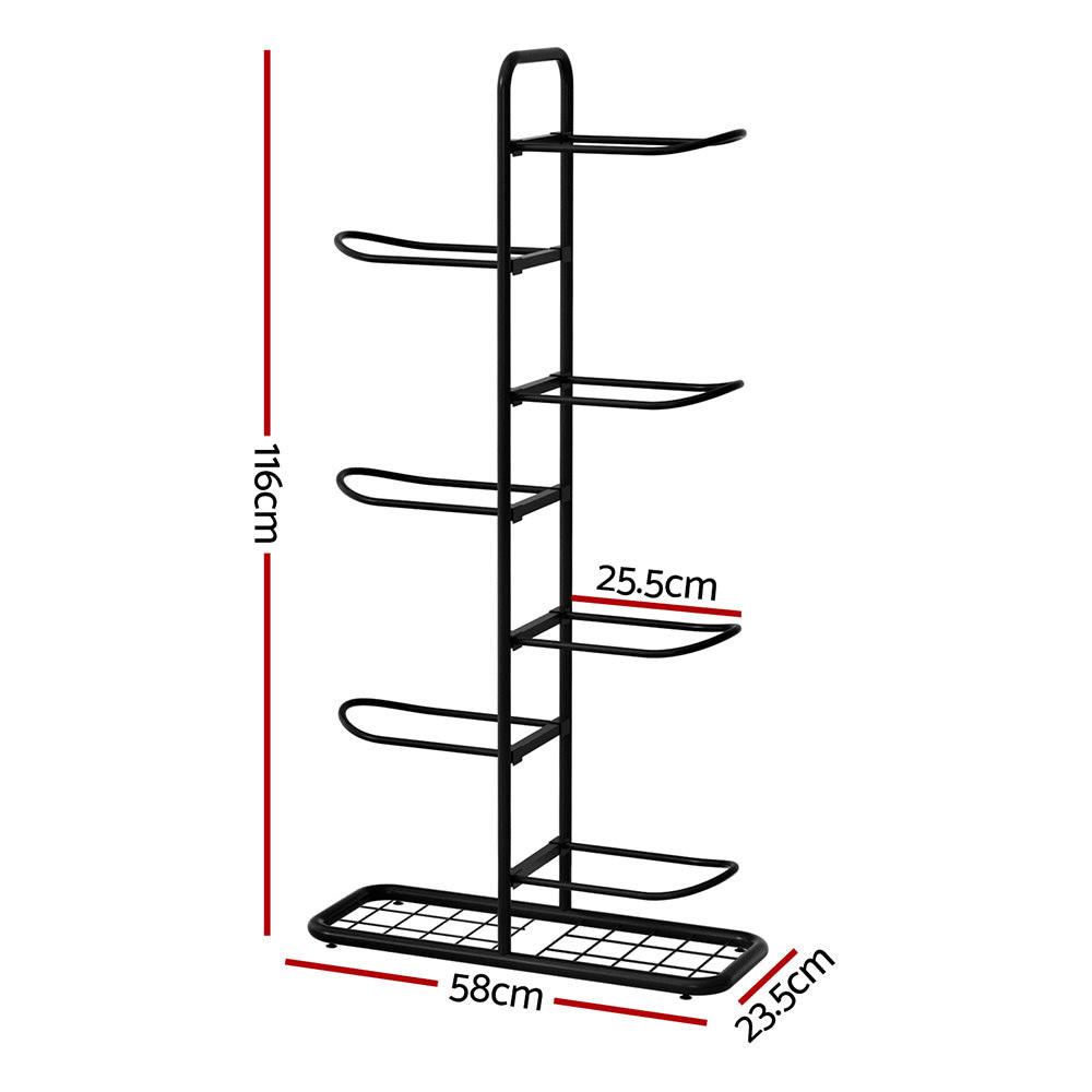 Everfit Ball Storage Rack Sports Equipment Organizer 7-Tier Holder for Garage Gym Black.