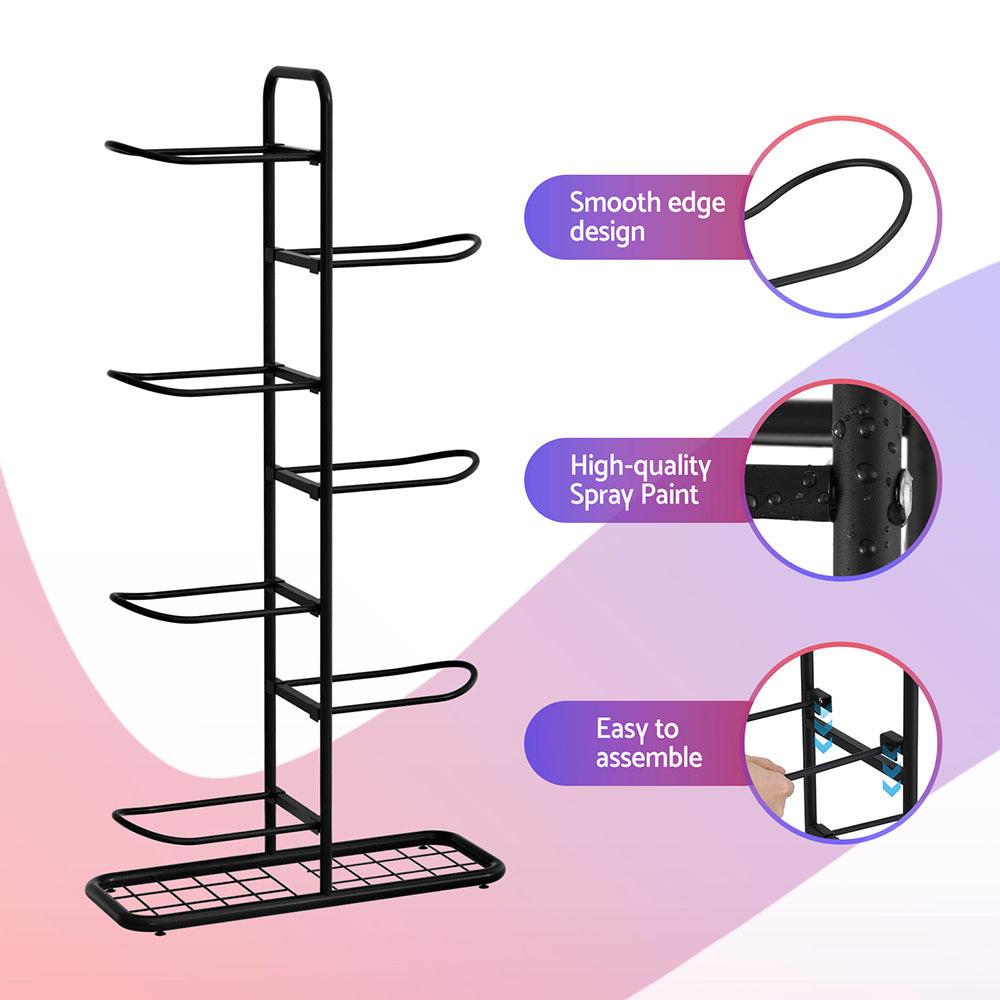 Everfit Ball Storage Rack Sports Equipment Organizer 7-Tier Holder for Garage Gym Black.