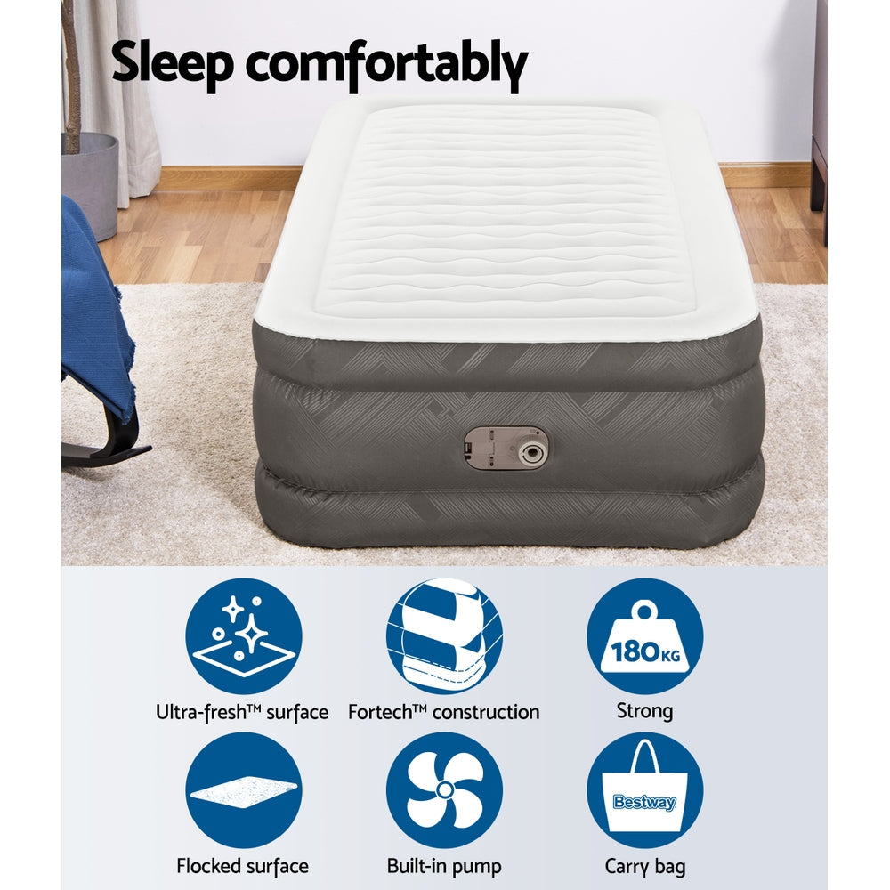 Bestway Air Mattress Single Inflatable Bed 46cm Airbed Grey.