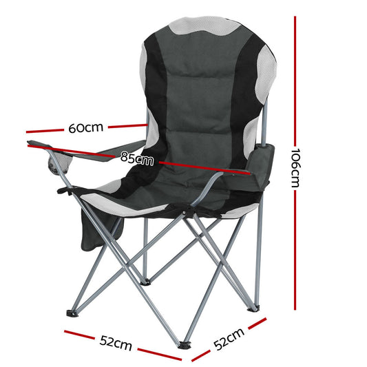 Weisshorn Camping Folding Chair Portable Outdoor Hiking Fishing Picnic Grey 2pcs.