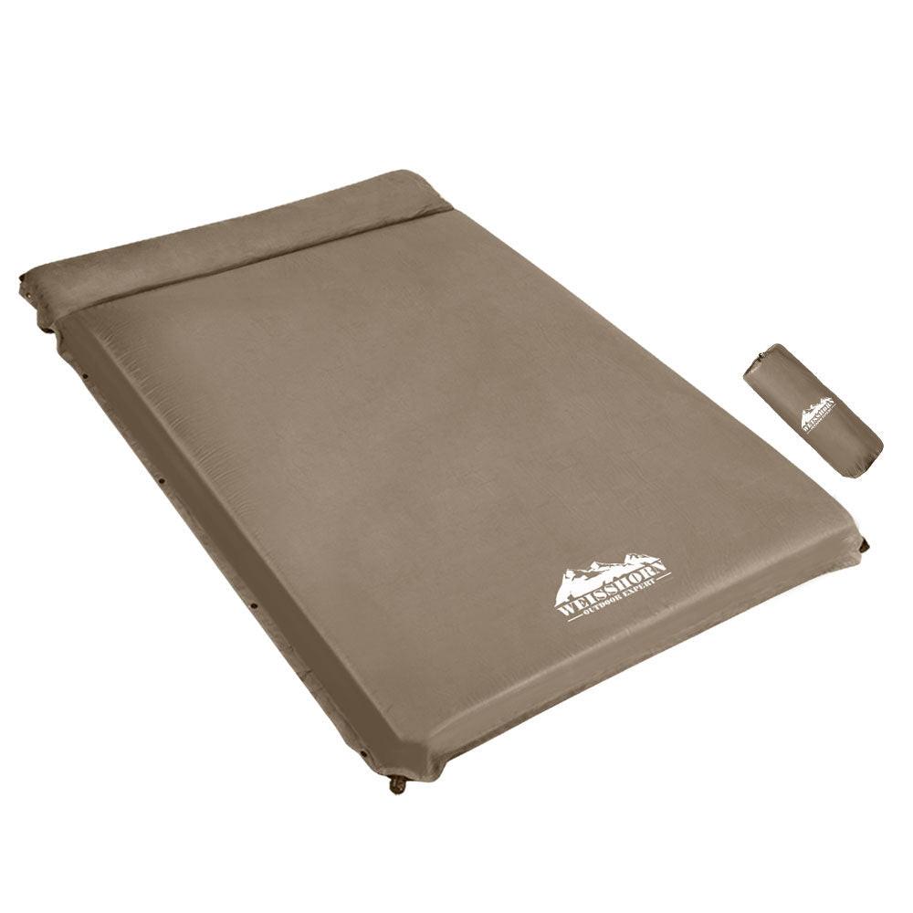 Weisshorn Self Inflating Mattress 10CM Camping Sleeping Mat Air Double Coffee.