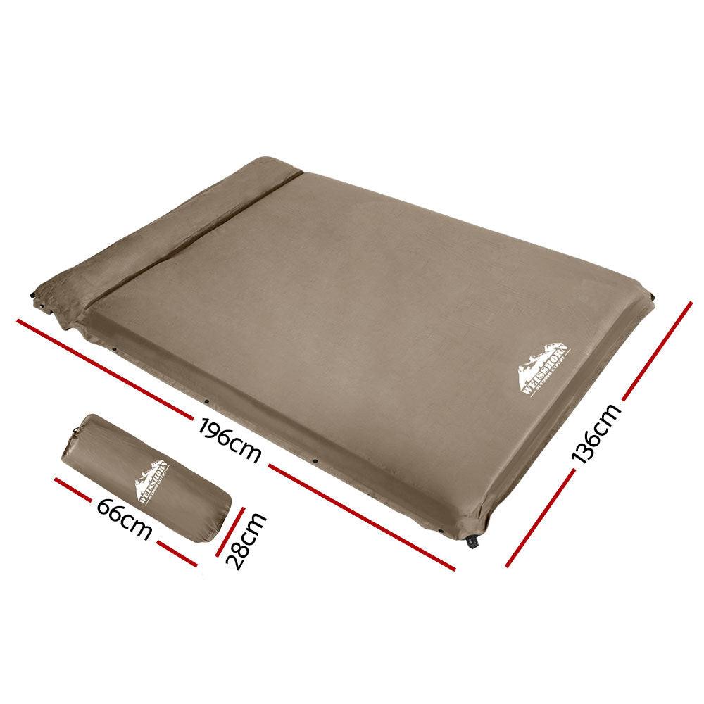 Weisshorn Self Inflating Mattress 10CM Camping Sleeping Mat Air Double Coffee.