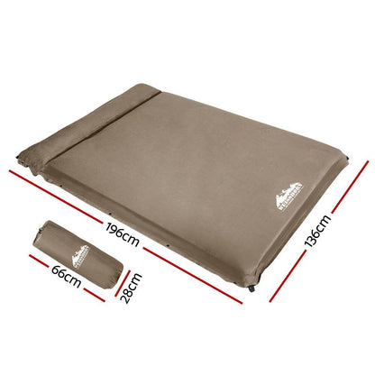 Weisshorn Self Inflating Mattress 10CM Camping Sleeping Mat Air Double Coffee.