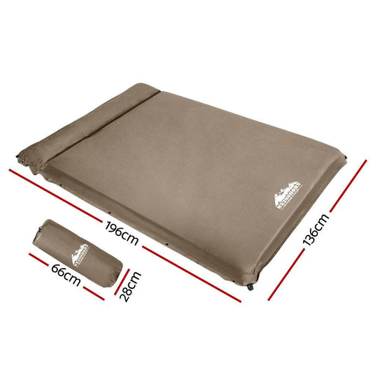 Weisshorn Self Inflating Mattress 10CM Camping Sleeping Mat Air Double Coffee.