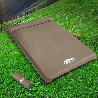 Weisshorn Self Inflating Mattress 10CM Camping Sleeping Mat Air Double Coffee.
