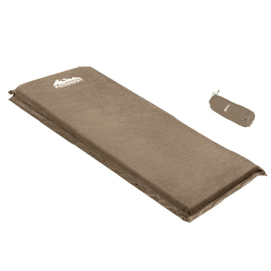 Weisshorn Self Inflating Mattress Camping Sleeping Mat Air Bed Single Coffee.