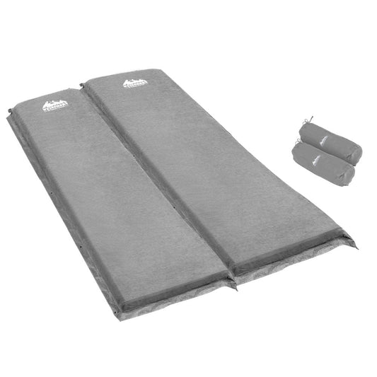 Weisshorn Self Inflating Mattress Camping Sleeping Mat Air Bed Double Set Grey.