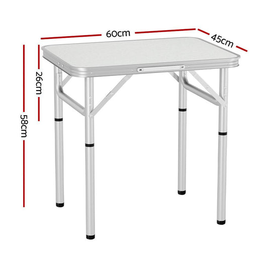 Weisshorn Folding Camping Table 60CM Adjustable Portable Outdoor Picnic Desk.