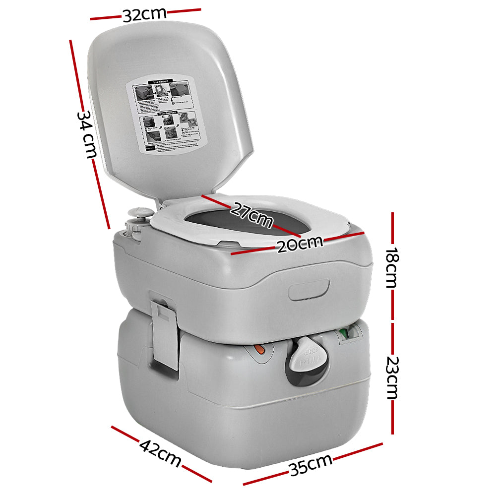 Weisshorn 22L Portable Camping Toilet Outdoor Flush Potty Boating.