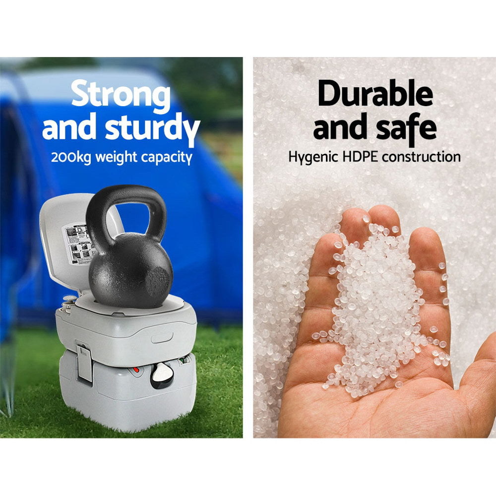 Weisshorn 22L Portable Camping Toilet Outdoor Flush Potty Boating.