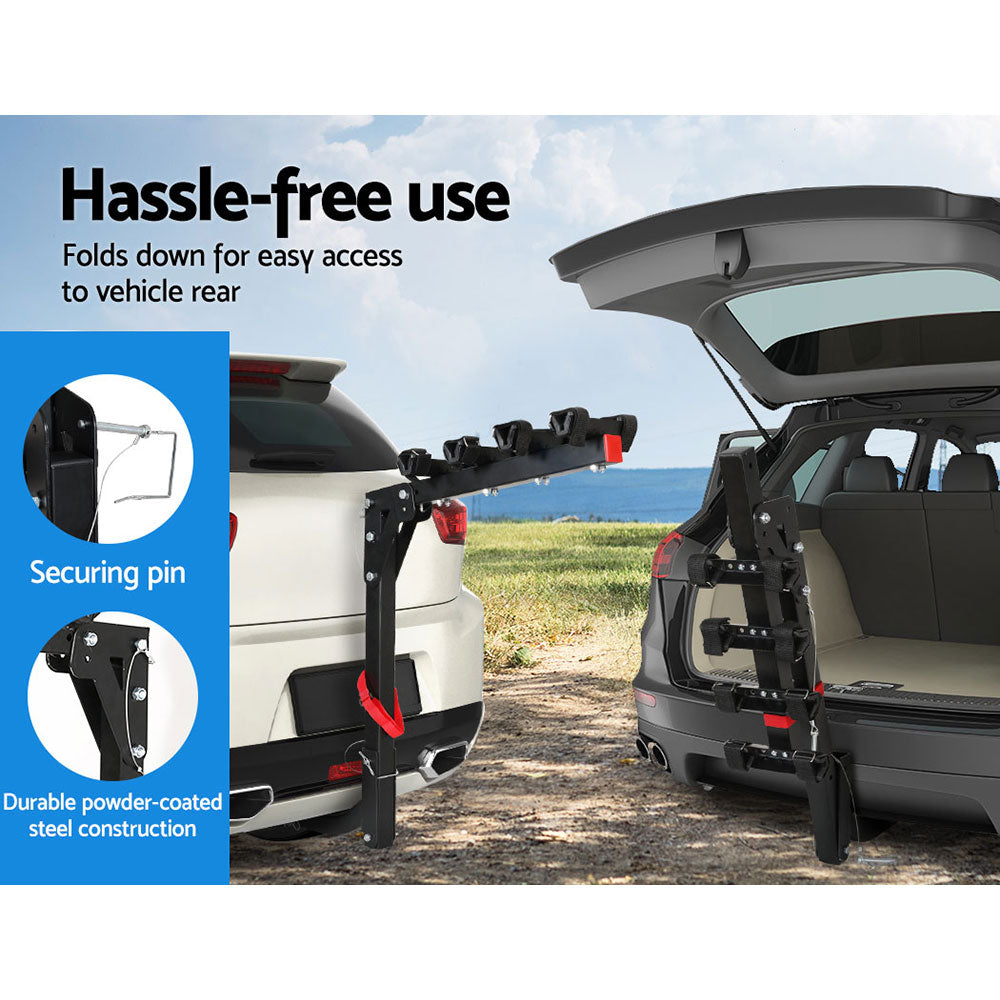 Giantz 4 Bicycle Bike Carrier Rack Car 2" Hitch Mount Foldable Black,Giantz 4 Bicycle Bike Carrier Rack Car 2" Hitch Mount Foldable Black.