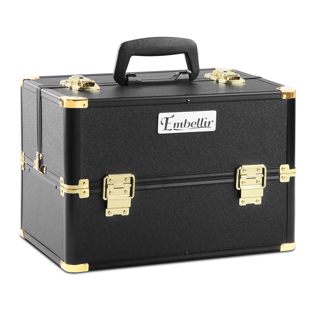 Embellir Portable Cosmetic Beauty Makeup Case - Black & Gold.
