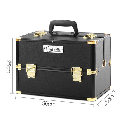 Embellir Portable Cosmetic Beauty Makeup Case - Black & Gold.
