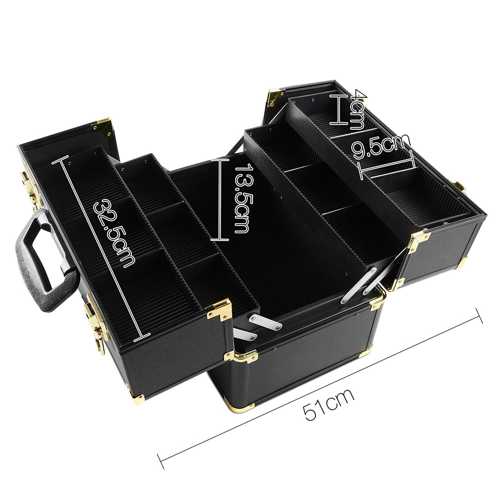 Embellir Portable Cosmetic Beauty Makeup Case - Black & Gold.