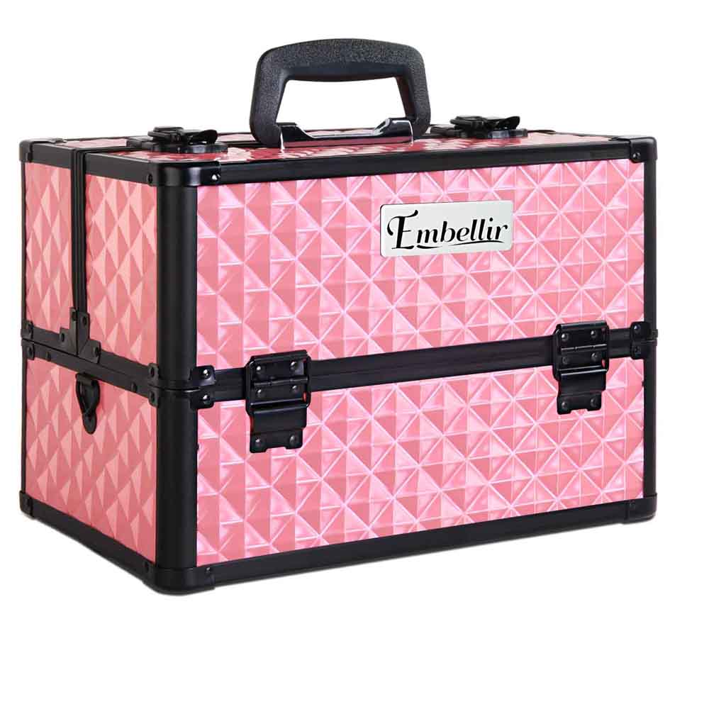 Embellir Portable Cosmetic Beauty Makeup Case - Diamond Pink.