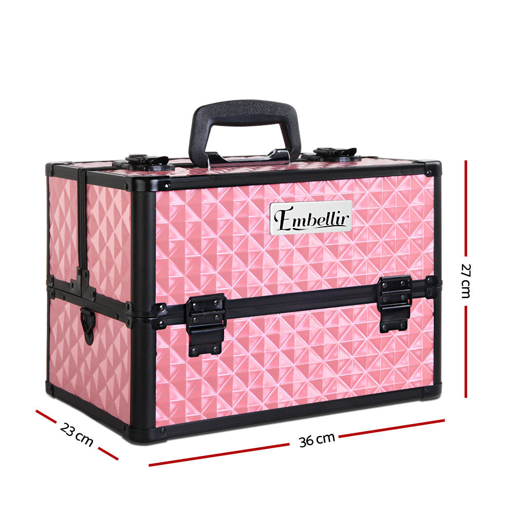 Embellir Portable Cosmetic Beauty Makeup Case - Diamond Pink.