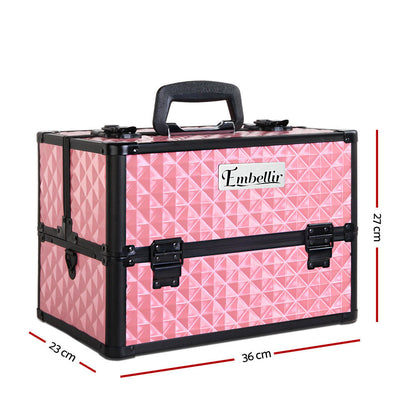 Embellir Portable Cosmetic Beauty Makeup Case - Diamond Pink.