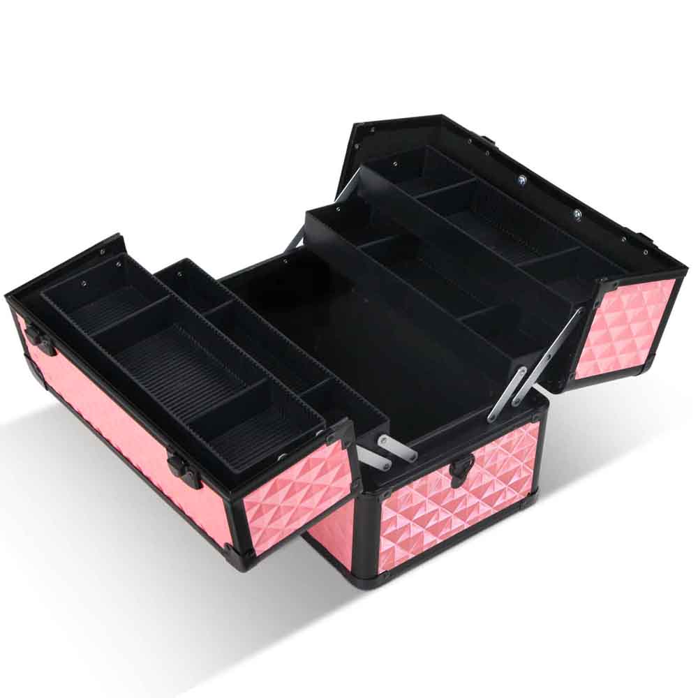 Embellir Portable Cosmetic Beauty Makeup Case - Diamond Pink.