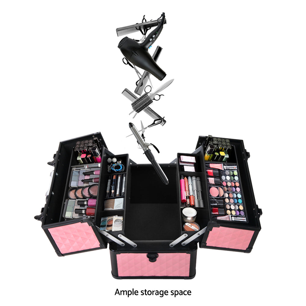 Embellir Portable Cosmetic Beauty Makeup Case - Diamond Pink.